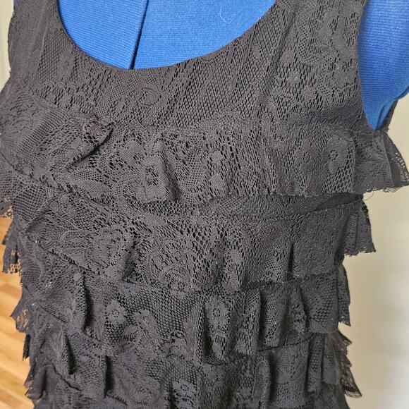 August Silk Options Flouncy Tiered Lace Ruffled Cocktail Dress Size L - Picture 2 of 10